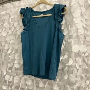 Old Navy Blue Ruffled Tank Top